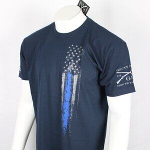 Grunt Style Men's T Shirt XL Blue Line Flag Short Sleeve T Shirt Navy